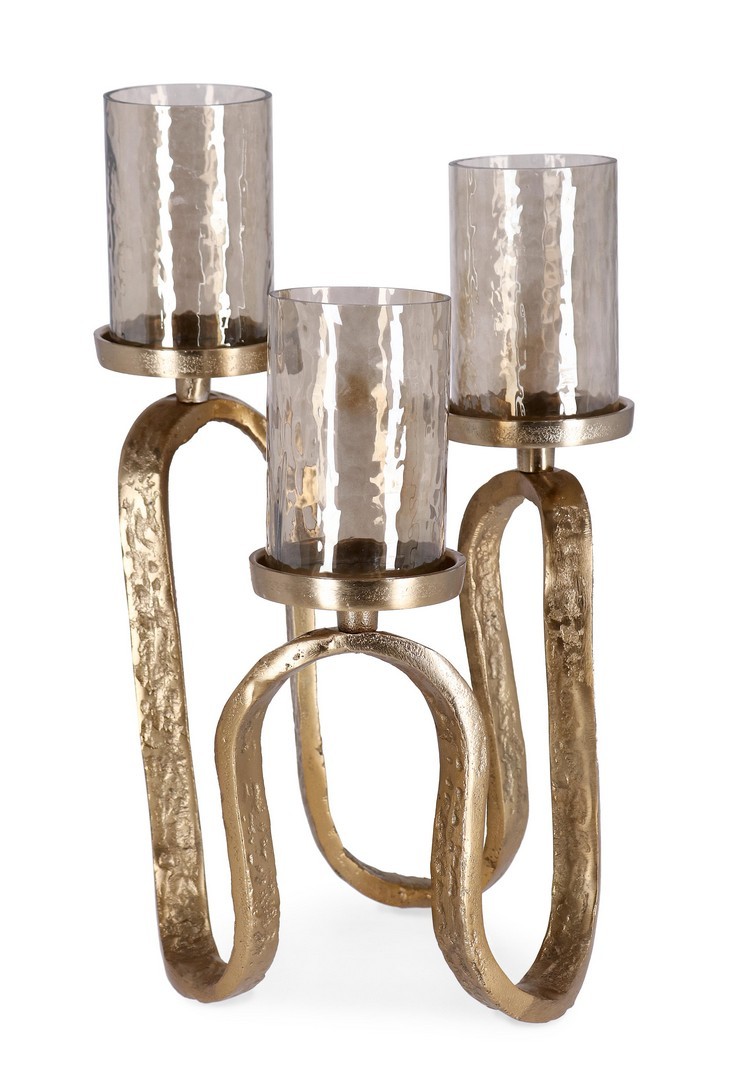 BIZZOTTO CANDELABRO SAGAR 3FUOCHI ORO H29