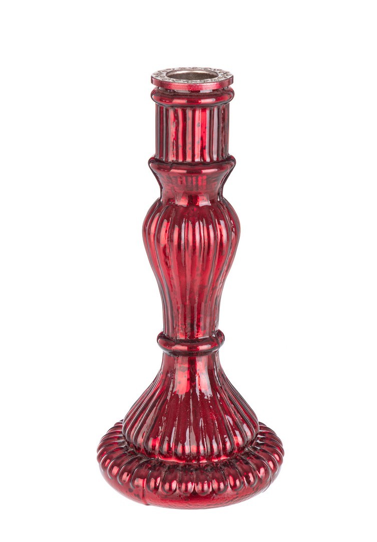 BIZZOTTO PORTACANDELA VT GLIMMER ROSSO LUCIDO H20 CM