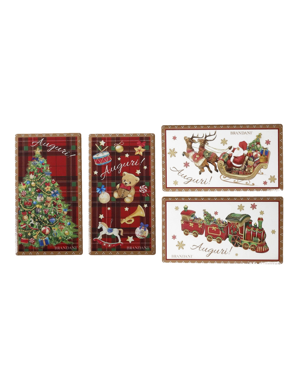 BRANDANI DECORAZIONE MAGNETI CHRISTMAS AUGURI SET 4 PZ CERAMICA