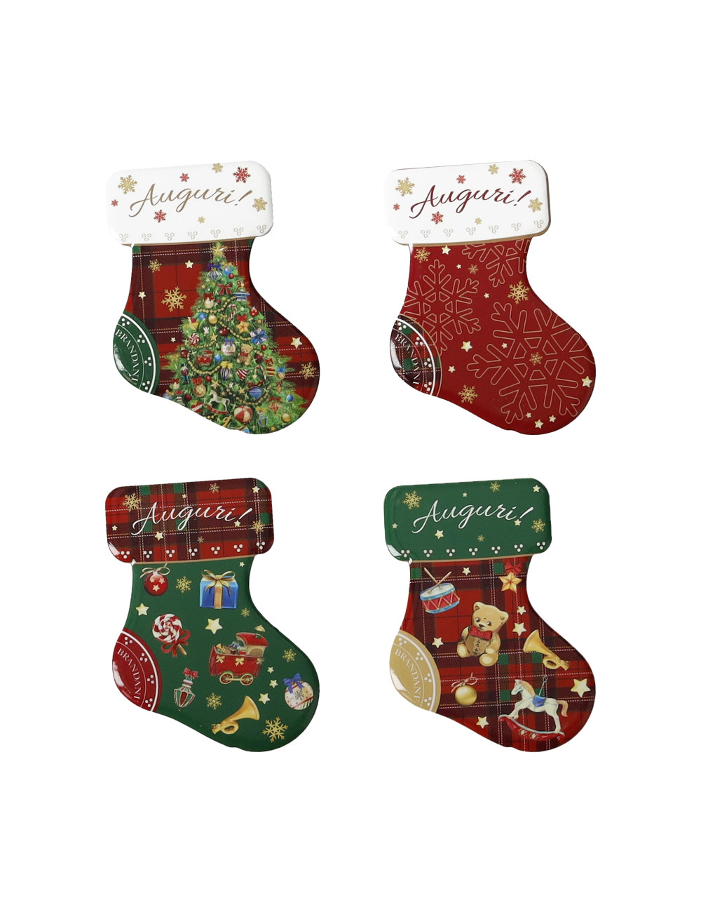 BRANDANI DECORAZIONE MAGNETI CHRISTMAS CALZA SET 4 PZ CERAMICA