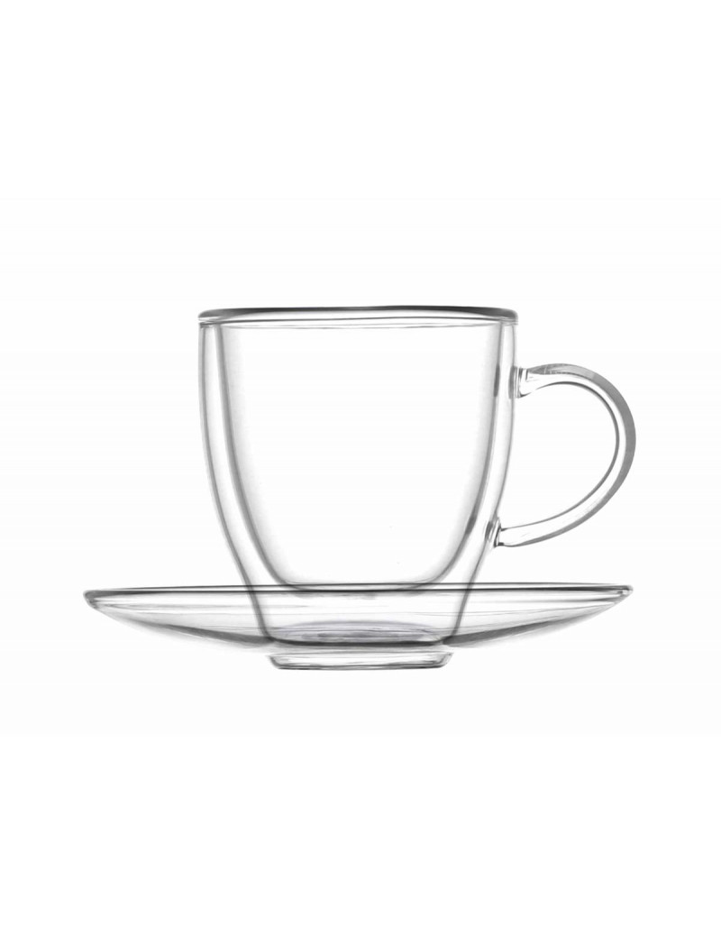 BRANDANI TAZZINA CAFFE’ DOUBLE WALL GLASS CON PIATTINO SET 2 PZ VETRO