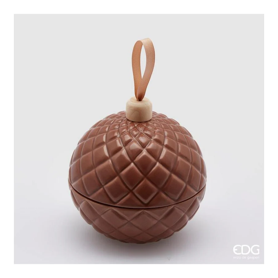 EDG Candela Natalizia 13CM SFERA CON ROMBI MARRONE