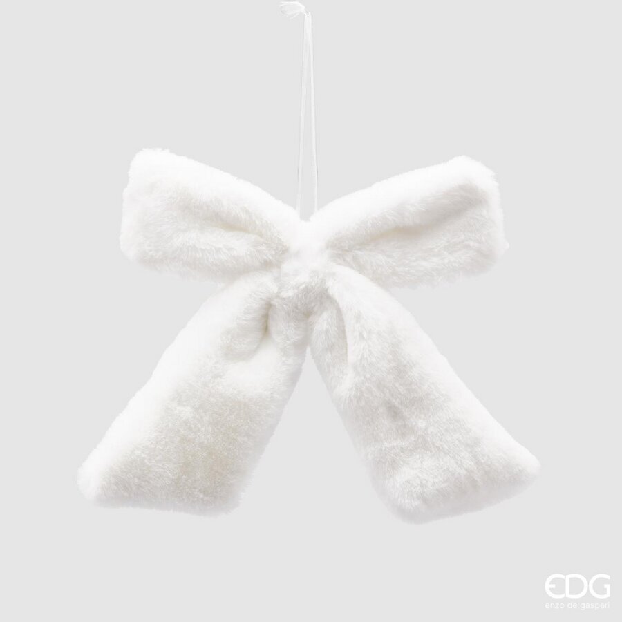 EDG Decorazione Natalizia FIOCCO PELUCHE 20X25 CM BIANCO