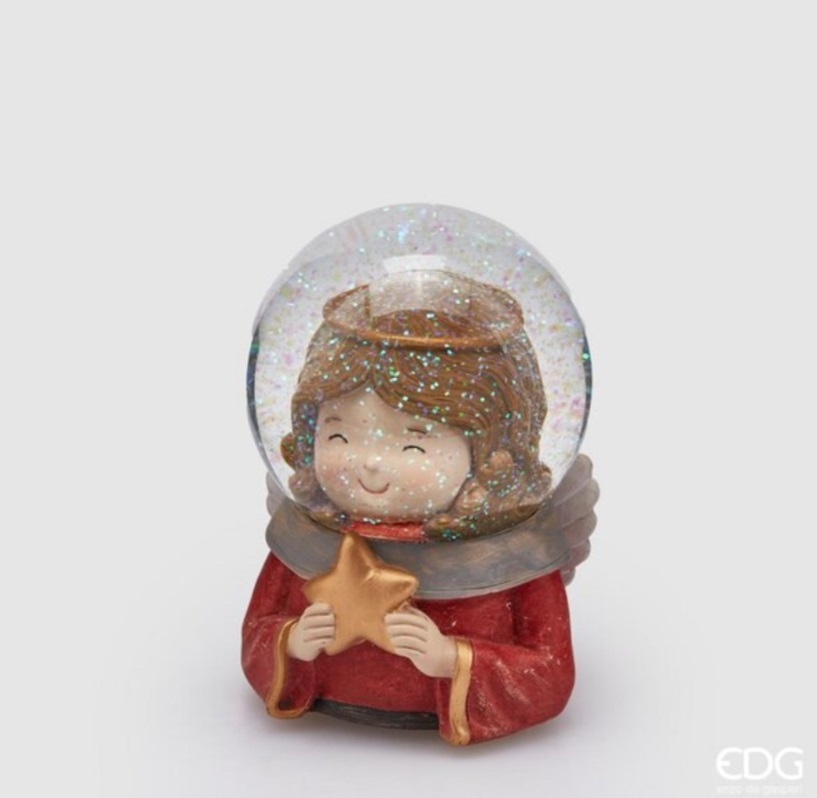 EDG Decoro Natale Sfera acqua angelo c-stella carillon H14 D10