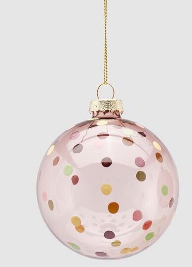 EDG Enzo De Gasperi Pallina Di Natale Sfera Pois vetro D8 cm rosa