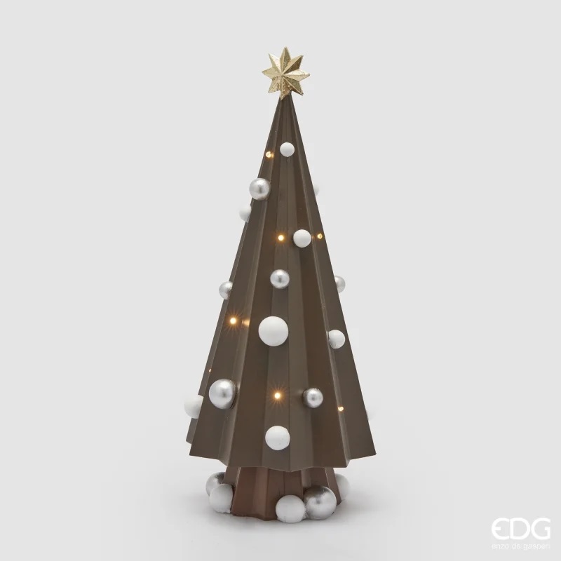 EDG Enzo De Gasperi PINO DECORO CIOCCOLATO MINILED H. 30 CM DIAM. 12 CM