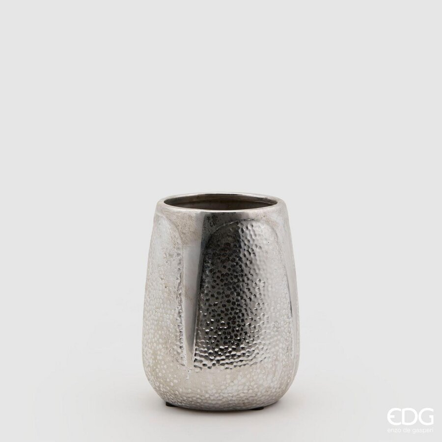 EDG Enzo De Gasperi Vaso martellato H20 D16 silver