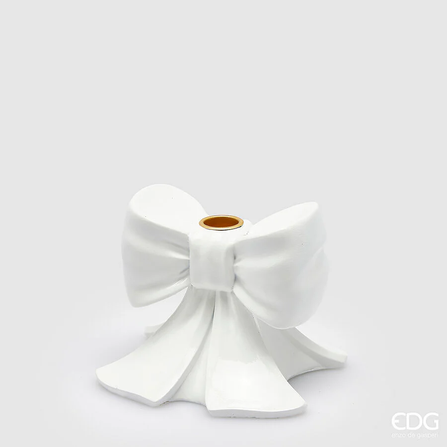 EDG Portacandela Fiocco Bianco EDG h.11 cm.