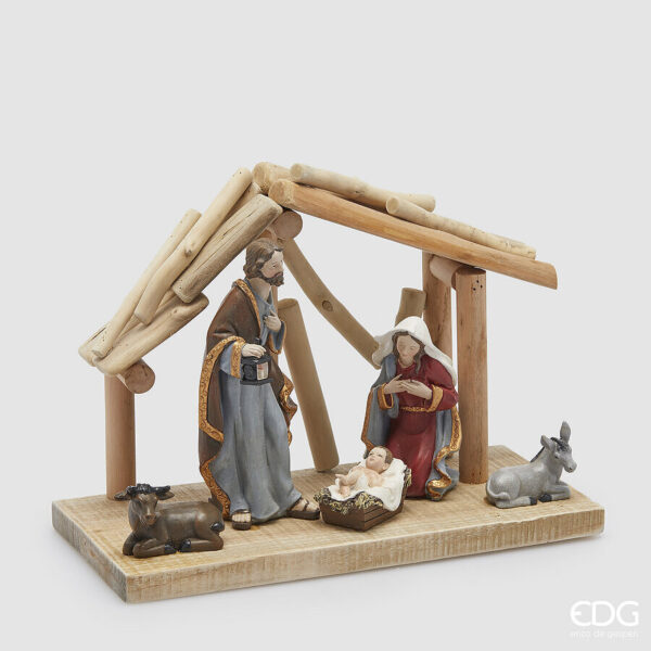 EDG Presepe Nativita’-legno resina-h.22x32x15 cm