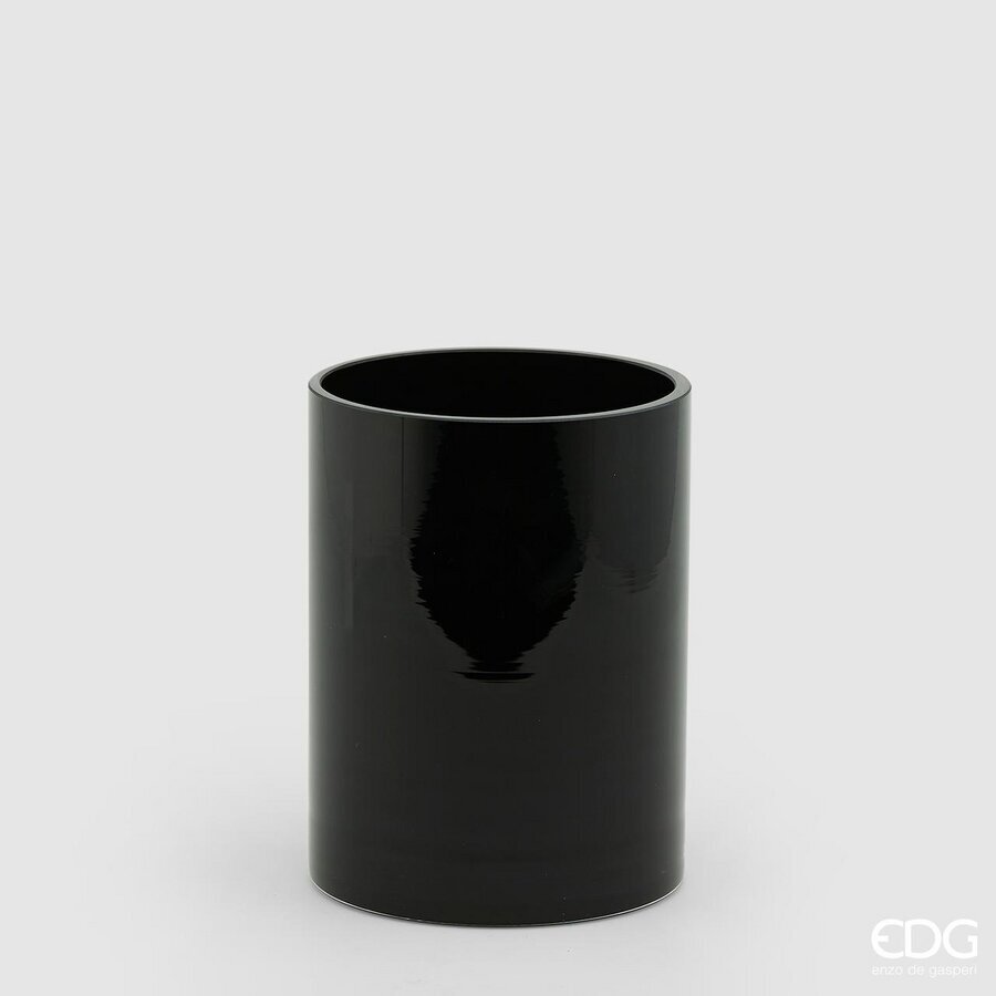 EDG Vaso Cilindro nero vetro h 20 cm