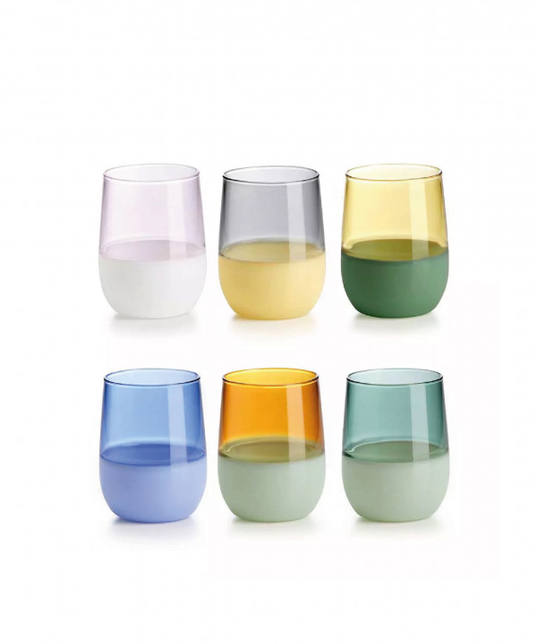 IVV UNAMETÀ SET 6 BICCHIERI COLORI ASSORTITI IN VETRO BOROSILICATO