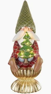 L’Oca Nera Decorazione Natalizia Allegro girotondo, babbo natale seduto con led, 13x16x33h cm