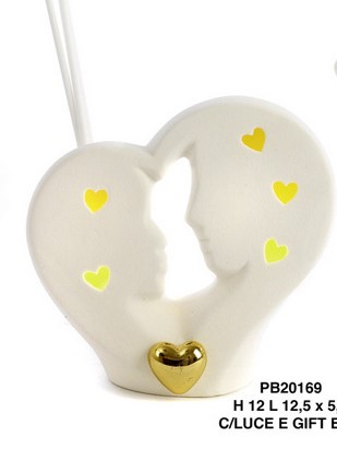 PABEN DIFFUSORE CUORE E COPPIA INNAM. ST. 12 CM. PORC. LUCE G.BOX