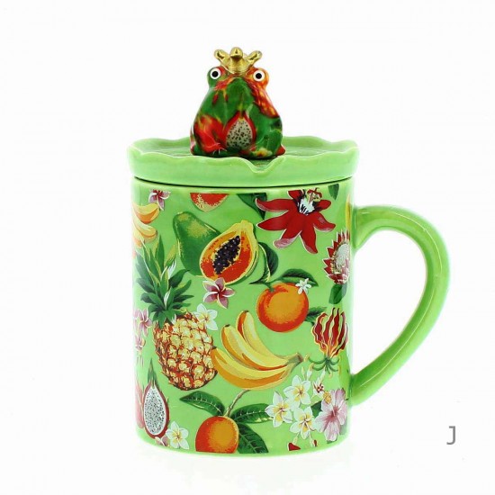 POMME PIDOU MUG TAZZA CERAMIC CON COPERCHIO VERDE RANOCCHIO