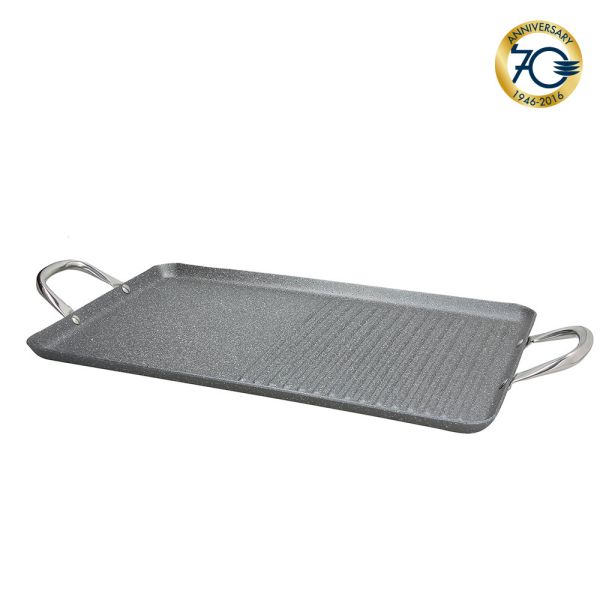 TOGNANA DOPPIA GRILL PIASTRA - 48x30 Cm Alluminio Nero LINEA MYTHOS