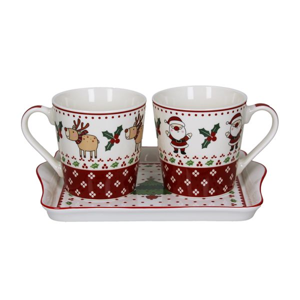 TOGNANA TAZZE  Set 2 Mug Cc 330 con vassoio