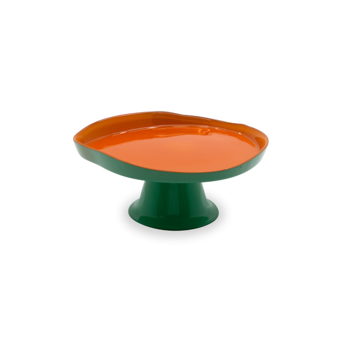 WD LIFE Alzata in vetro piccola arancio e verde cm 18