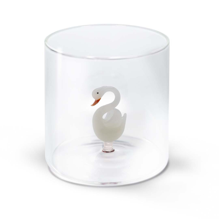 WD LIFESTYLE Bicchiere in vetro borosilicato 250 ml Decoro CIGNO