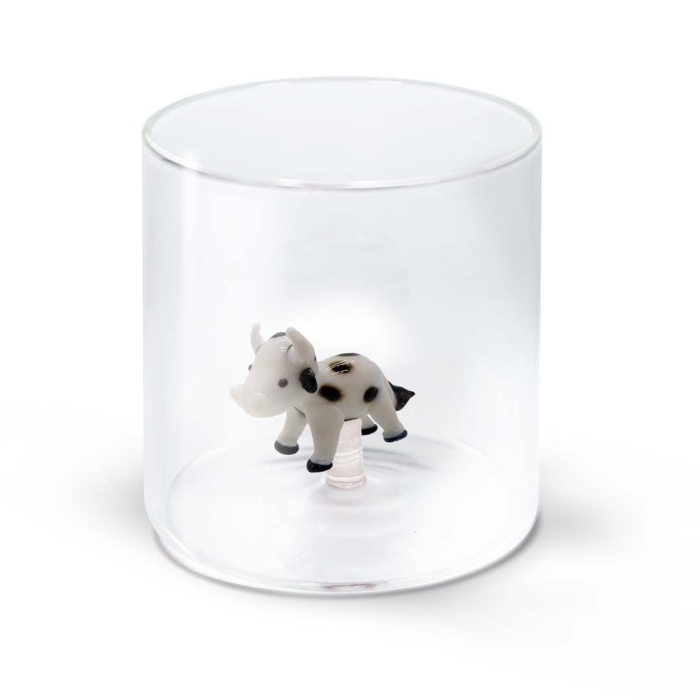 WD LIFESTYLE Bicchiere in vetro borosilicato 250 ml Decoro MUCCA