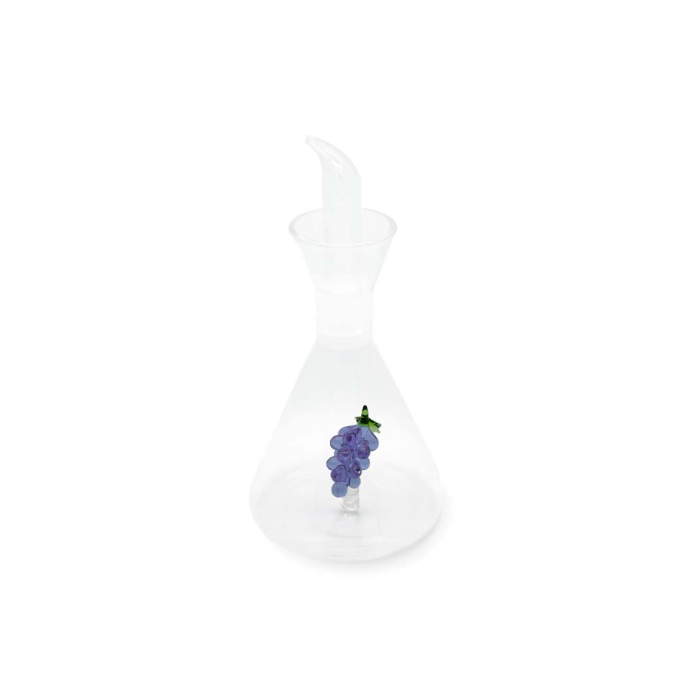 WDLIFESTYLE Oliera in vetro borosilicato con decoro in vetro colorato con figura grappolo d’uva