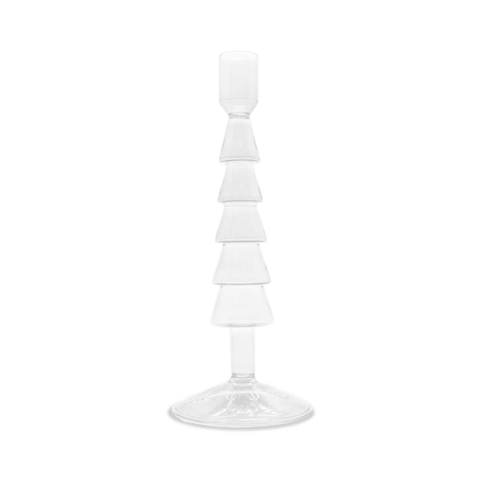 WDLIFESTYLE Portacandela in vetro borosilicato con forma ad albero di Natale trasparente