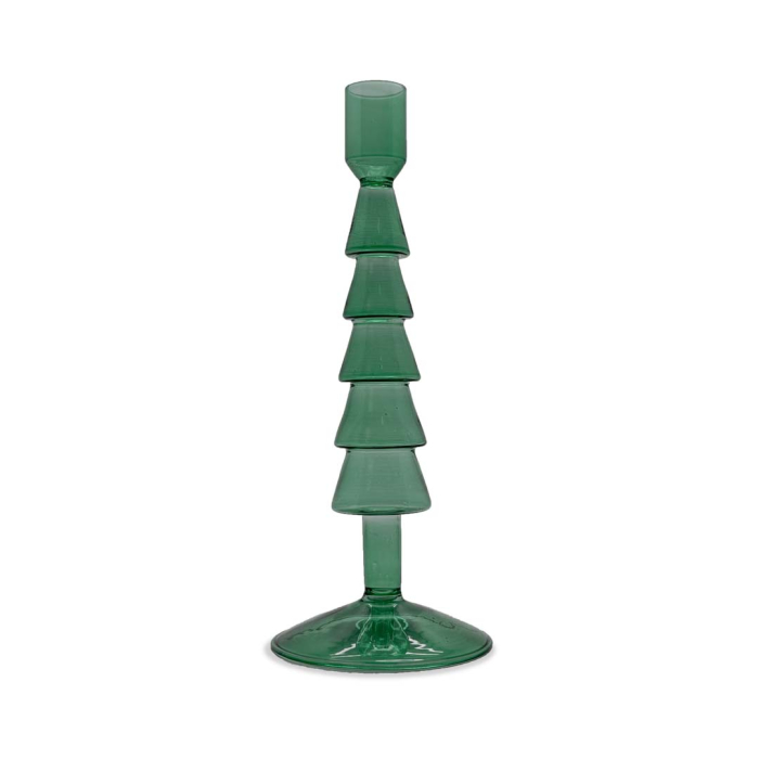 WDLIFESTYLE Portacandela in vetro borosilicato con forma ad albero di Natale verde