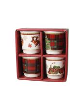 BRANDANI BICCHIERINI CHRISTMAS SET 4 PZ NEW BONE CHINA