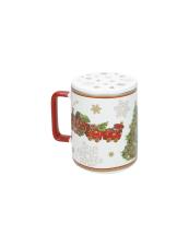 BRANDANI MUG CHRISTMAS BIANCO C-TAPPO E FILTRO NEW BONE CHINA-INOX