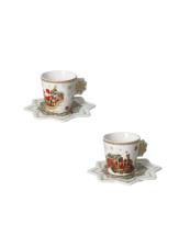 BRANDANI TAZZINA CAFFE CHRISTMAS STELLA SET 2 PZ NEW BONE CHINA