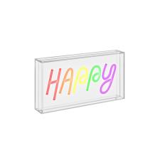 WDLIFESTYLE ARREDO CASA Insegna Neon con scritta decorativa HAPPY