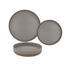 WDLIFESTYLE Set 18 piatti bicolore in stoneware GRIGIO